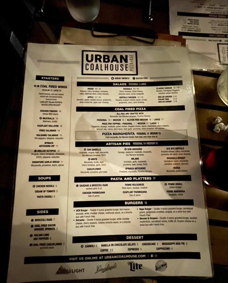 Menu Urban Coalhouse Pizza + Bar-10