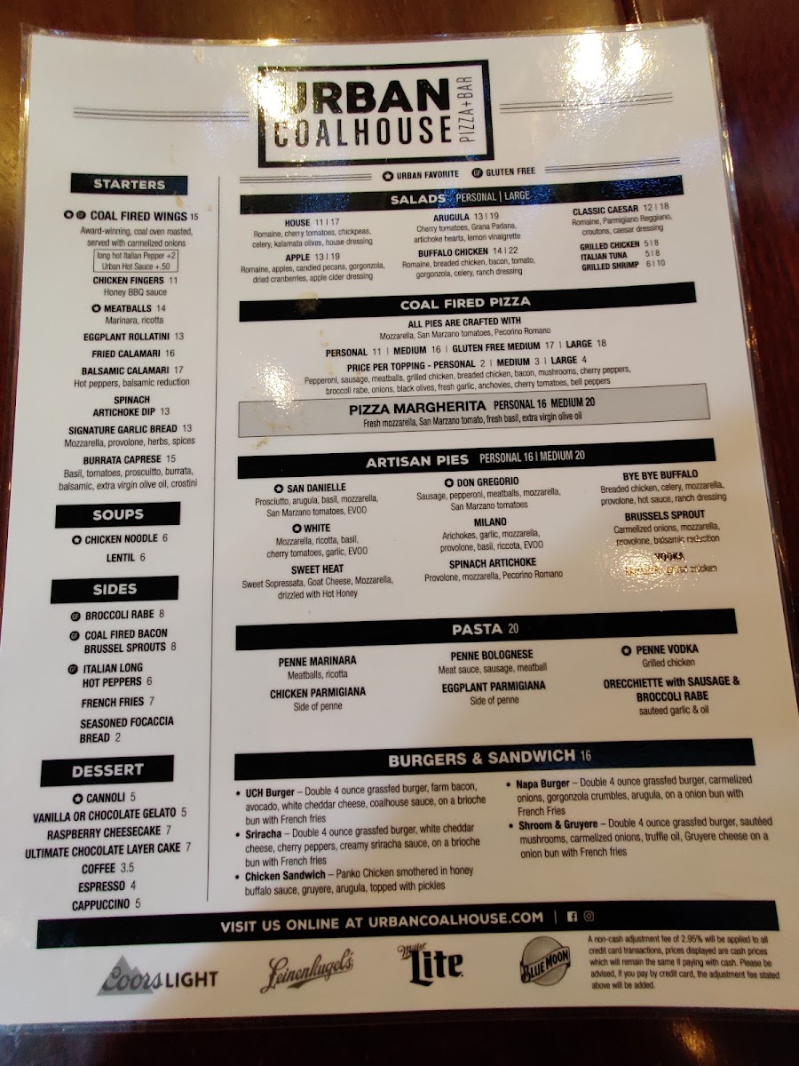 Menu Urban Coalhouse Pizza + Bar-3