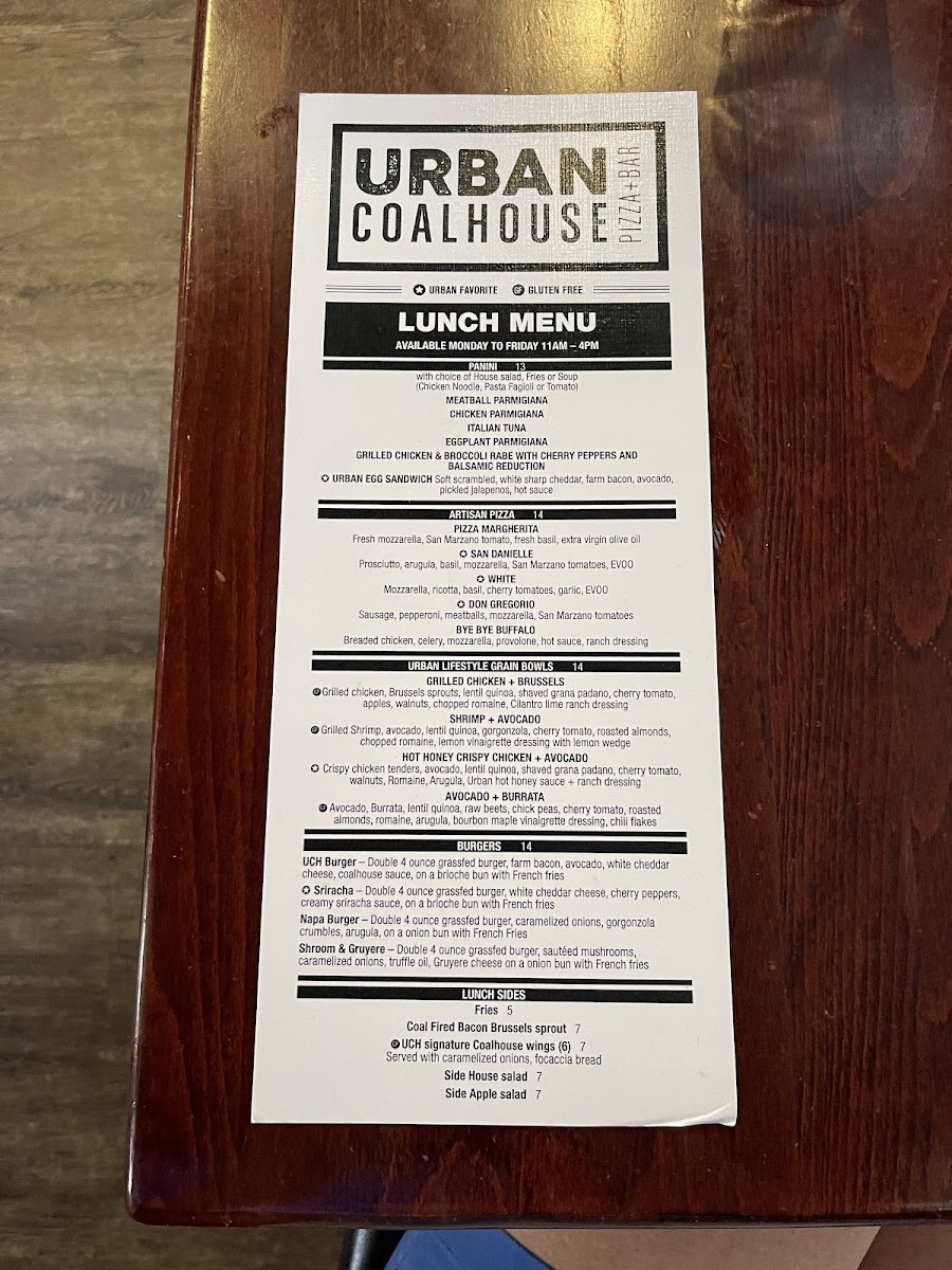 Menu Urban Coalhouse Pizza + Bar-5