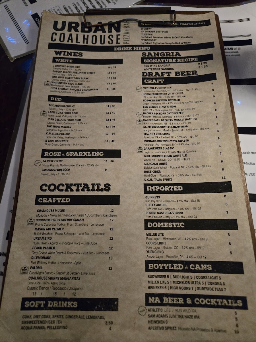 Menu Urban Coalhouse Pizza + Bar-6