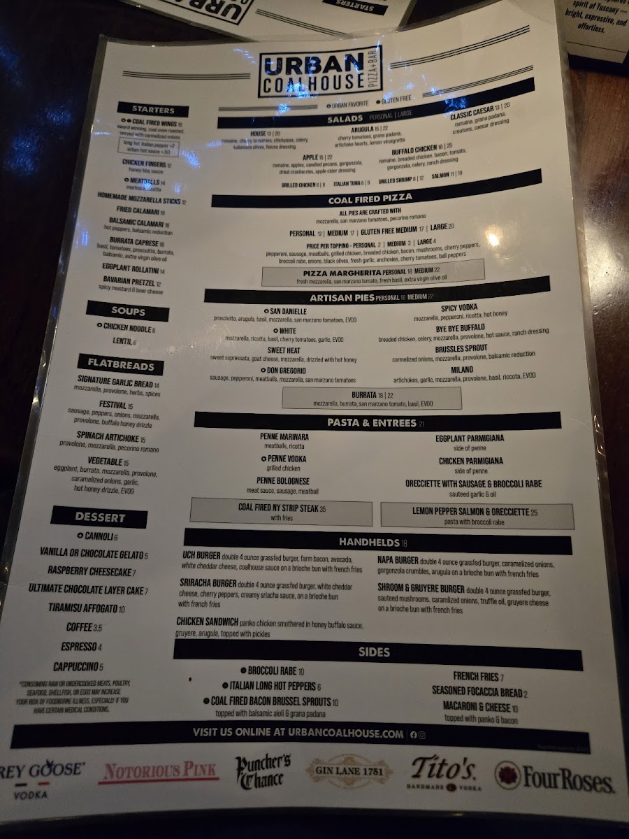 Menu Urban Coalhouse Pizza + Bar-7