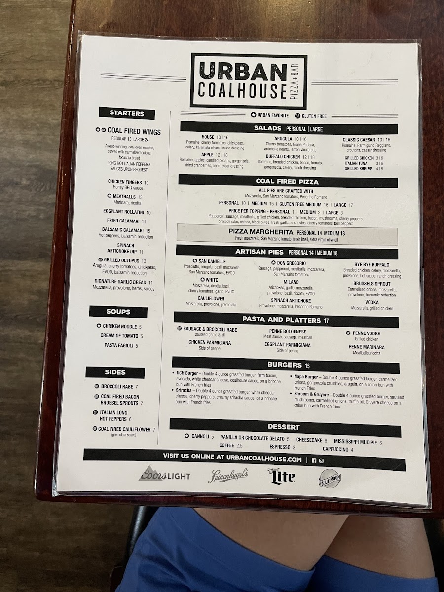 Menu Urban Coalhouse Pizza + Bar-8