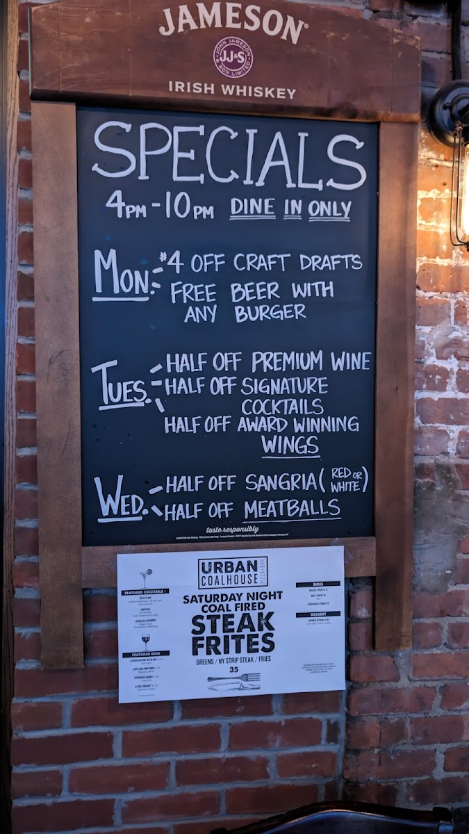 Menu Urban Coalhouse Pizza + Bar-9